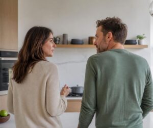 Paar im Gespräch über das weitere Vorgehen bei der Kinderwunschbehandlung